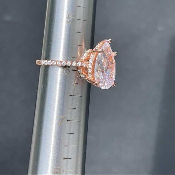 🌟🌟SOLD ITALO JEWELRY rose gold classic PEAR engagement ring brilliant stobox 6 - Picture 9 of 15